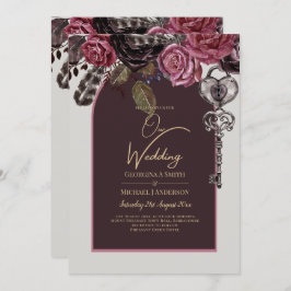 Convites CASAMENTO OUTONO Burgundy ROSA BOTHIC