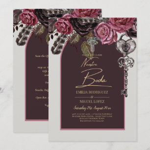 Convites CASAMENTO OUTONO Burgundy ROSA BOTHIC