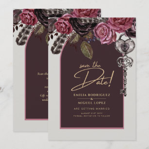 Convites CASAMENTO OUTONO Burgundy ROSA BOTHIC