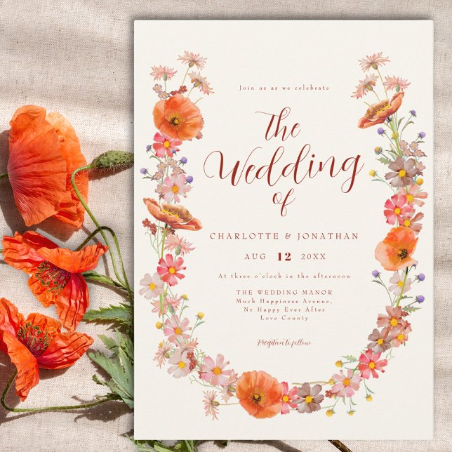 Convites Casamento outono Colorida de Flores Selvagens (Boho wildflower wedding invitation )