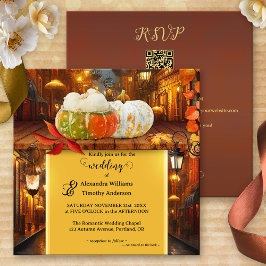 Convites Casamento outono Colorida Pumpkins Fantasy
