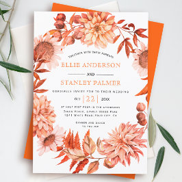 Convites Casamento outono da flor de outono de laranja