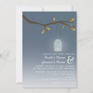 Convites Casamento outono Da Noite - Mason Jar Com Vela