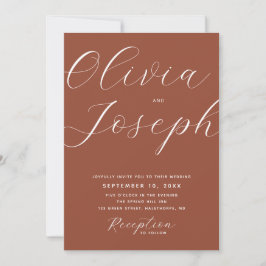 Convites Casamento outono Dark Terracotta Brown | Foto e QR