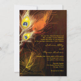 Convites Casamento outono das chamas de pena de peacock Dou