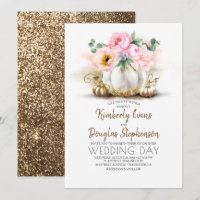 Casamento outono de abóbora branco, Dourado e flor
