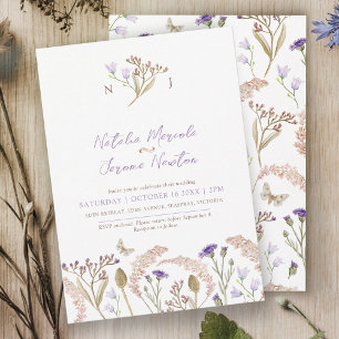 Convites Casamento outono de aquarela de gramíneas selvagen