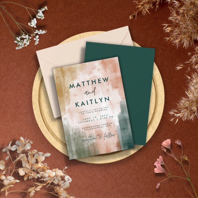 Convites Casamento outono de Aquarela Moderno Simples Em (Criador carregado)