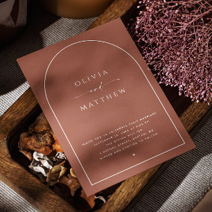 Convites Casamento outono de Arch Terracotta Profundo   Fot