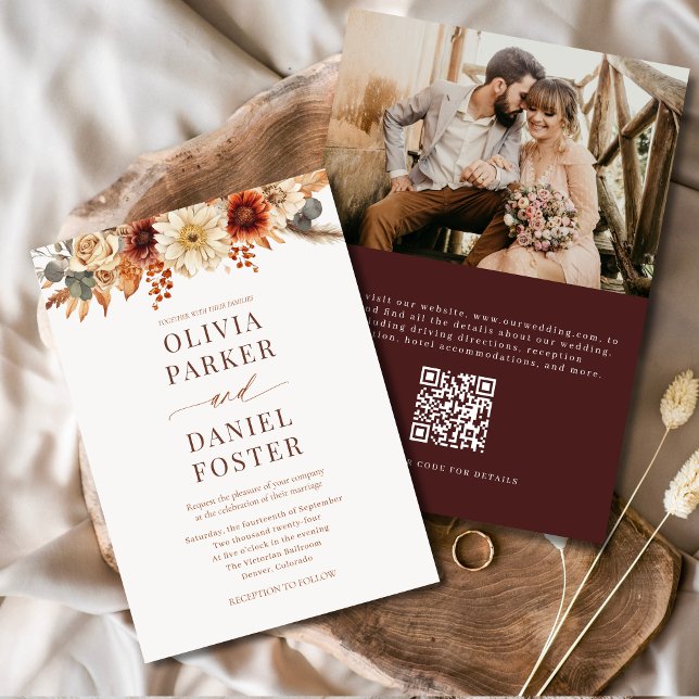 Convites Casamento outono de Código QR de Foto do outono El (Criador carregado)