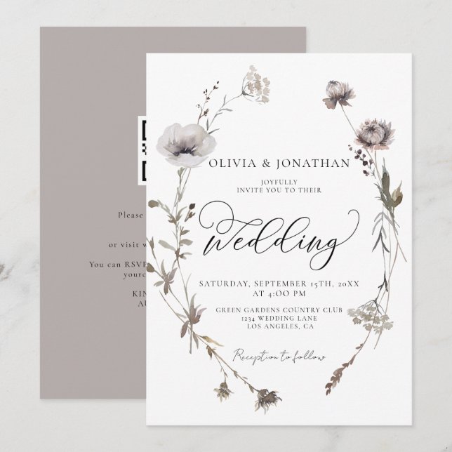 Convites Casamento outono de Código QR do Orçamento de Flor (Frente/Verso)