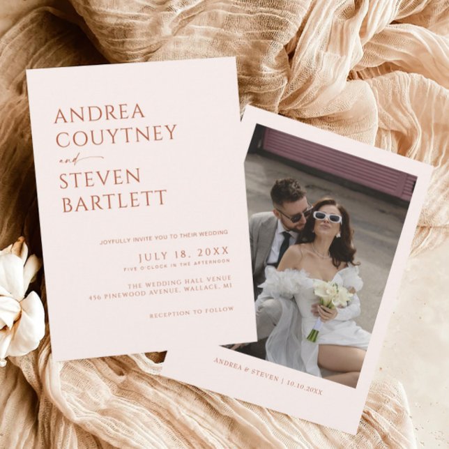 Convites Casamento outono de Creme e Terracotta (Criador carregado)