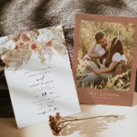 Convites Casamento outono de Foto Floral Bohemian Terracott<br><div class="desc">Este convite de casamento boho contém pampas secas de aquarela e florais cremosos de terracotta emparelhados com uma fonte moderna de escrita. Este convite é perfeito para o seu casamento boêmio de outono ou de verão. Adicione facilmente uma foto e seu site de casamento na parte de trás para um...</div>