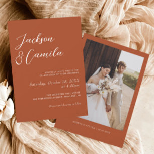 Convites Casamento outono de Foto Terracotta