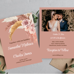 Convites Casamento outono de Fotografia Tropical Boho Flora