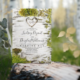 Convites Casamento outono de Latido de Árvore de Birch Rus