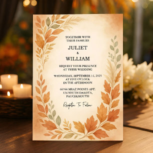 Convites Casamento outono de outono de Folhas Elegante e Gr