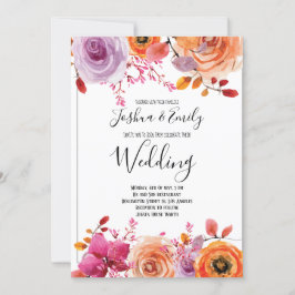 Convites Casamento outono de outono Floral Amarelo Laranja