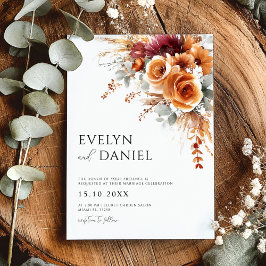 Convites Casamento outono Elegante Aquarela Floral