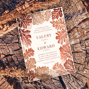 Convites Casamento outono Elegante Bohemian Watercolor