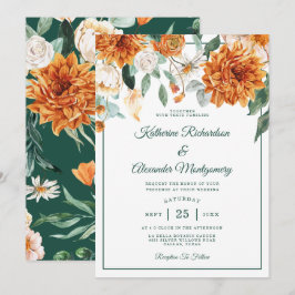 Convites Casamento outono Elegante Laranja Russo Queimado F