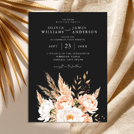 Convites Casamento outono Floral Chic do Elegante Black Boh