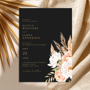 Convites Casamento outono Floral Chic do Elegante Black Boh