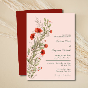 Convites Casamento outono Floral Floral de Cor Útica Simple