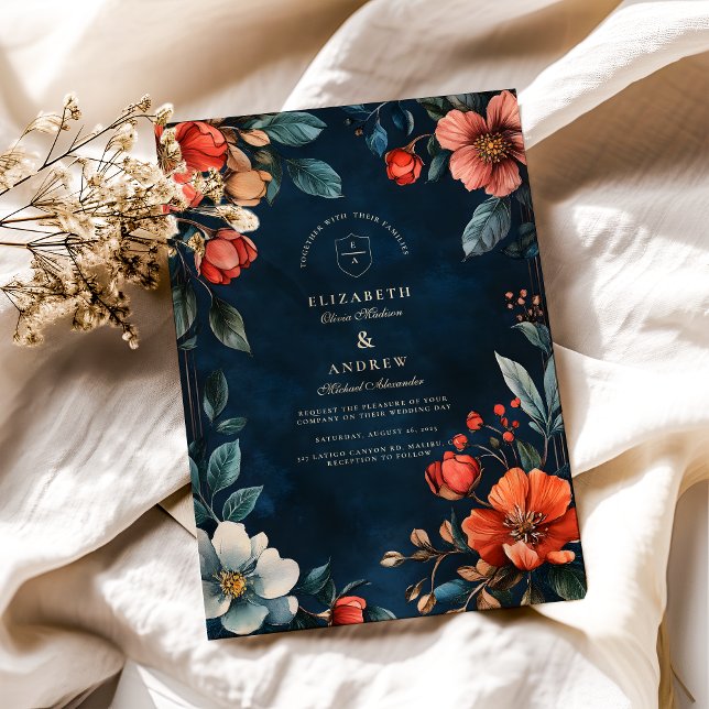 Convites Casamento outono Floral Gótico (Criador carregado)