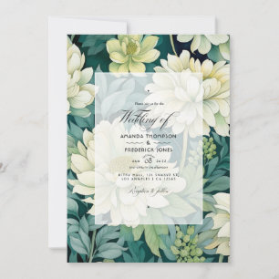 Convites Casamento outono Floral Verde Off-White e Hunter