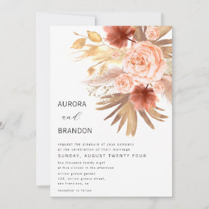 Convites Casamento outono Laranja Russo Terracotta Floral B