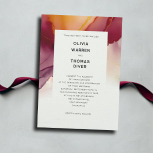 Convites Casamento outono Minimalista Laranja Moderno