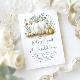 Convites Casamento outono Moderno Russo de Pumpkins Branco 
