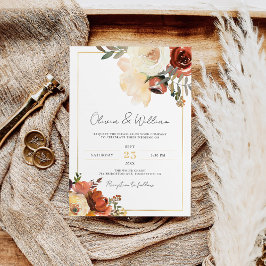 Convites Casamento outono Russo Boêmia Dourada e Cobre Shad
