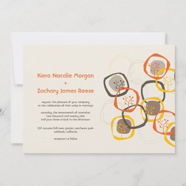 Convites Casamento outono Russo de Outono da Floresta Casta (Frente)