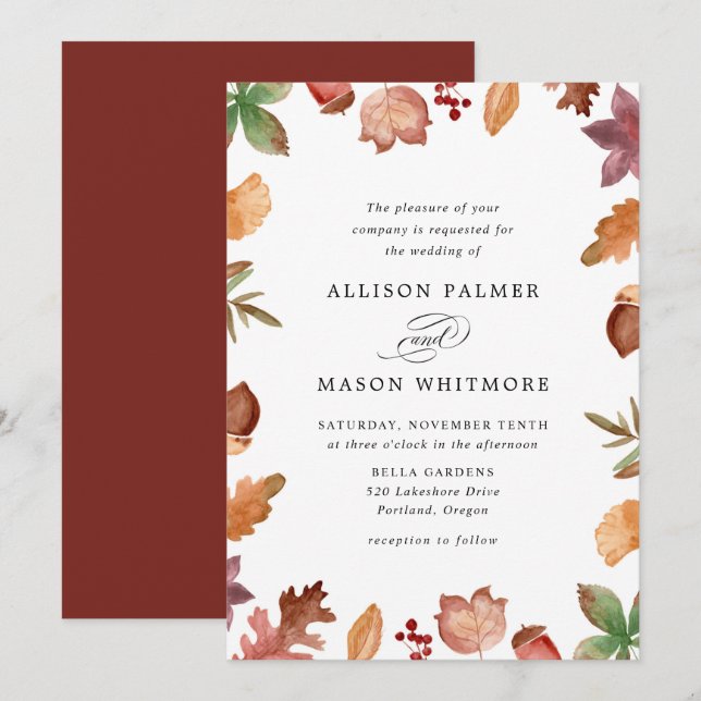 Convites Casamento outono Russo do outono (Frente/Verso)