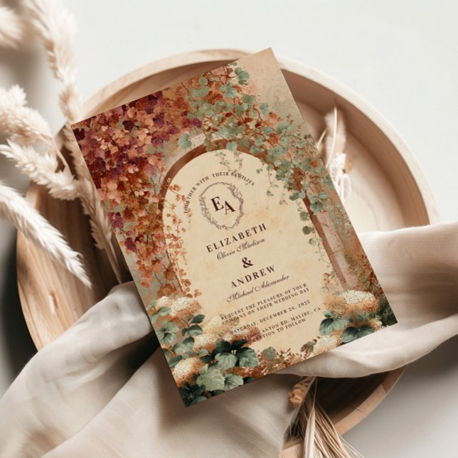Convites Casamento outono Russo Elegante (Criador carregado)