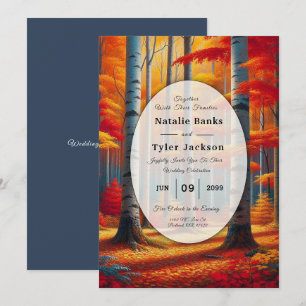 Convites Casamento outono Rustic Birch Tree