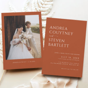 Convites Casamento outono Terracotta minimalista