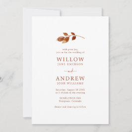 Convites Casamento outono Terracotta Simples