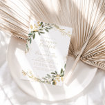 Convites Casamento outono verde geométrico Dourado<br><div class="desc">Este convite de café da manhã de casamento outono verde de ouro geométrico é perfeito para um evento moderno. A design apresenta uma bela estrutura geométrica dourada com folhas verdes elegantes.</div>