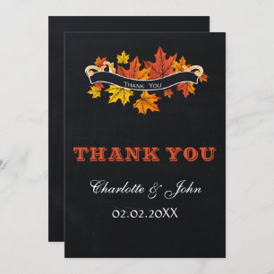 Convites Casamento outono Vintage Chalkboard Obrigado