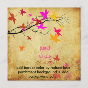 Convites casamento outono Vintage/rosa elétrico