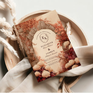 Convites Casamento outono Vintage Stone Arch