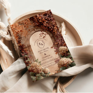 Convites Casamento outono Vintage Stone Arch