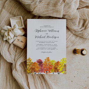 Convites Casamento outono Watercolor Woodland