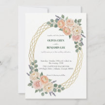 Casamento Oval Elegante com Floral de Pêssego e Tr
