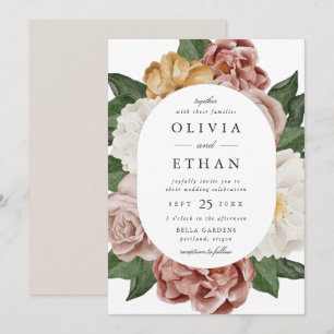 Convites Casamento Oval Floral Jardim Vintage