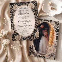 Casamento Oval Foto Pérola em Renda de Marfim Pret