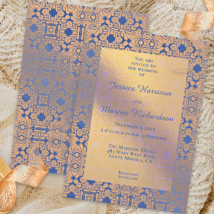 Convites Casamento Padrão de Folha Azul Clássica e Folha Do